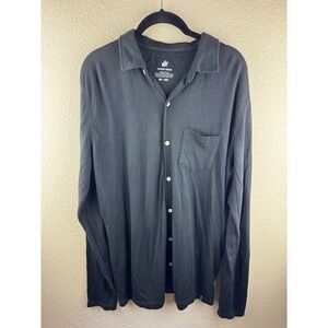 Woolly Everyday 100% Merino Button Up Shirt Mens L Black Long Sleeve Minimalist‎